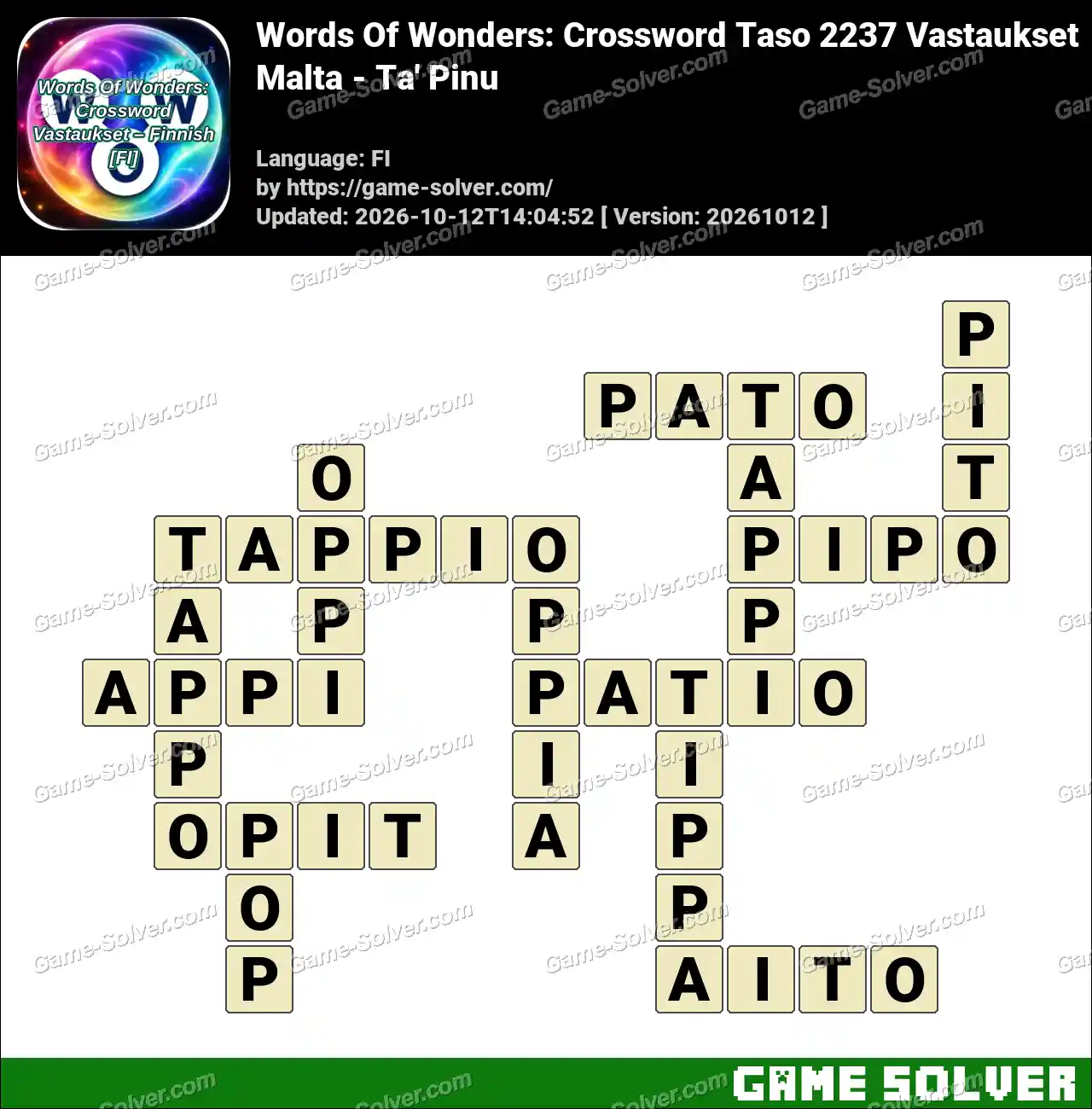 Words Of Wonders: Crossword Taso 2237 Vastaukset – Malta – Ta’ Pinu